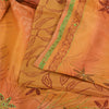 Sanskriti Vintage Sarees Orange Hand Beaded Pure Crepe Sari 5yd Craft Sustainable Fabric