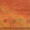 Sanskriti Vintage Sarees Orange Hand Beaded Pure Crepe Sari 5yd Craft Sustainable Fabric