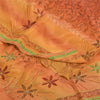 Sanskriti Vintage Sarees Orange Hand Beaded Pure Crepe Sari 5yd Craft Sustainable Fabric