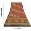 Sanskriti Vintage Sarees Red Hand Beaded Pure Crepe Print Sari 5yd Craft Sustainable Fabric