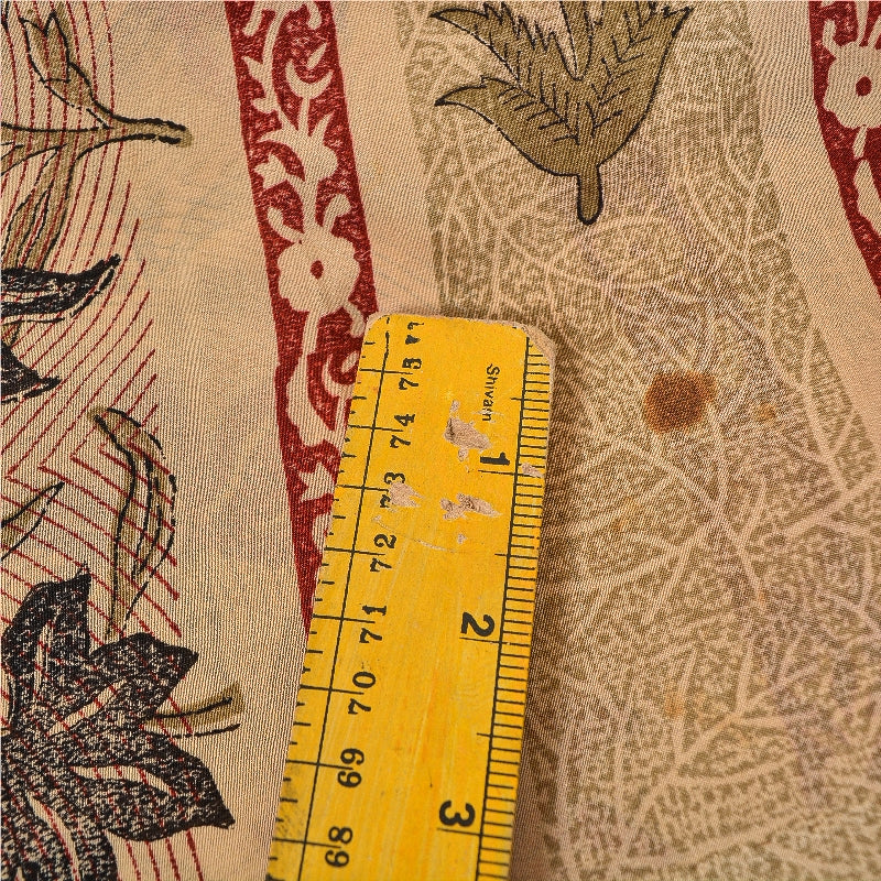 Sanskriti Vintage Sarees Hand Embroidery Suzani Pure Crepe Printed Sari Sustainable Fabric