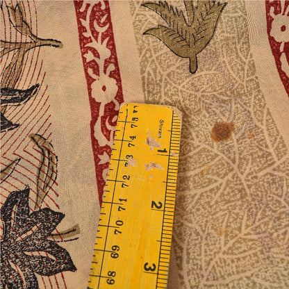 Sanskriti Vintage Sarees Hand Embroidery Suzani Pure Crepe Printed Sari Sustainable Fabric