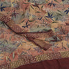Sanskriti Vintage Sarees Hand Beaded Pure Crepe Silk Printed Sari Floral Sustainable Fabric