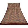 Sanskriti Vintage Sarees Hand Beaded Pure Crepe Silk Printed Sari Floral Sustainable Fabric