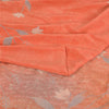 Sanskriti Vintage Sarees Peach Pure Crepe Silk Printed Sari 5yd SoftCraft Sustainable Fabric