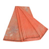 Sanskriti Vintage Sarees Peach Pure Crepe Silk Printed Sari 5yd SoftCraft Sustainable Fabric