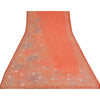 Sanskriti Vintage Sarees Peach Pure Crepe Silk Printed Sari 5yd SoftCraft Sustainable Fabric