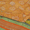Sanskriti Vintage Sarees Orange Pure Crepe Hand Bead Sequins Printed Sari Sustainable Fabric