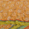 Sanskriti Vintage Sarees Orange Pure Crepe Hand Bead Sequins Printed Sari Sustainable Fabric