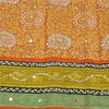 Sanskriti Vintage Sarees Orange Pure Crepe Hand Bead Sequins Printed Sari Sustainable Fabric