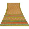 Sanskriti Vintage Sarees Orange Pure Crepe Hand Bead Sequins Printed Sari Sustainable Fabric