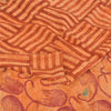 Sanskriti Vintage Sarees Orange Pure Crepe Silk Printed Sari 5yd Craft Sustainable Fabric