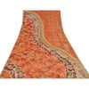 Sanskriti Vintage Sarees Orange Pure Crepe Silk Printed Sari 5yd Craft Sustainable Fabric