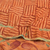 Sanskriti Vintage Sarees Orange Pure Crepe Silk Printed Sari 5yd Craft Sustainable Fabric
