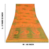 Sanskriti Vintage Sarees Orange/Green Pure Crepe Silk Printed Sari Craft Sustainable Fabric