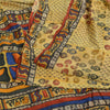 Sanskriti Vintage Sarees Pale Cream Pure Crepe Silk Print Sari 6yd Craft Sustainable Fabric