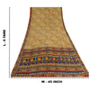 Sanskriti Vintage Sarees Pale Cream Pure Crepe Silk Print Sari 6yd Craft Sustainable Fabric