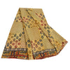 Sanskriti Vintage Sarees Pale Cream Pure Crepe Silk Print Sari 6yd Craft Sustainable Fabric