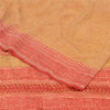 Sanskriti Vintage Sarees Beige/Red Pure Crepe Silk Printed Sari 5yd Craft Sustainable Fabric