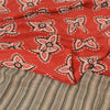 Sanskriti Vintage Sarees Red Blend Crepe Printed Sari 5yd Floral Craft Sustainable Fabric