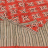 Sanskriti Vintage Sarees Red Blend Crepe Printed Sari 5yd Floral Craft Sustainable Fabric
