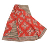 Sanskriti Vintage Sarees Red Blend Crepe Printed Sari 5yd Floral Craft Sustainable Fabric