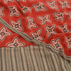 Sanskriti Vintage Sarees Red Blend Crepe Printed Sari 5yd Floral Craft Sustainable Fabric