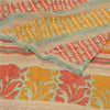 Sanskriti Vintage Sarees Multi Pure Crepe Silk Printed Sari 5yd Craft Sustainable Fabric