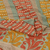 Sanskriti Vintage Sarees Multi Pure Crepe Silk Printed Sari 5yd Craft Sustainable Fabric