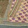 Sanskriti Vintage Sarees Cream Hand Beaded Pure Crepe Printed Sari 5yd Sustainable Fabric