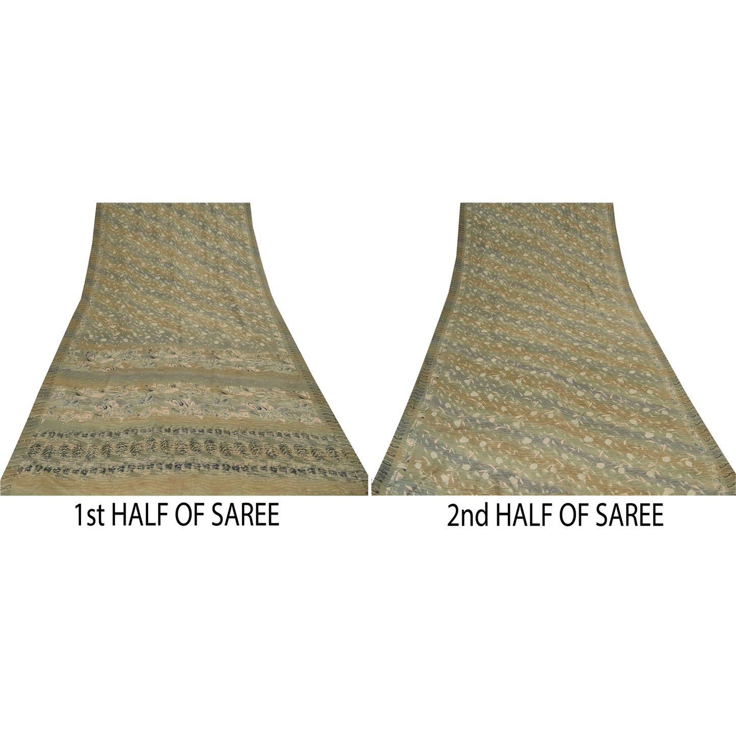 Sanskriti Vintage Sarees Multi Sequins Pure Crepe Silk Printed Sari 5yd Sustainable Fabric