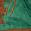 Sanskriti Vintage Sarees Green Pure Crepe Silk Printed Sari 5yd Craft Sustainable Fabric