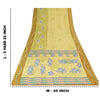 Sanskriti Vintage Sarees Lemon Pure Crepe Silk Printed Sari 5yd Craft Sustainable Fabric