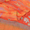 Sanskriti Vintage Sarees Orange Embroidered Pure Crepe Printed Sari 5yd Sustainable Fabric