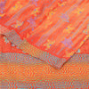 Sanskriti Vintage Sarees Orange Embroidered Pure Crepe Printed Sari 5yd Sustainable Fabric