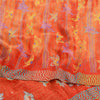Sanskriti Vintage Sarees Orange Embroidered Pure Crepe Printed Sari 5yd Sustainable Fabric