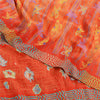 Sanskriti Vintage Sarees Orange Embroidered Pure Crepe Printed Sari 5yd Sustainable Fabric