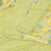 Sanskriti Vintage Sarees Lemon Green Pure Crepe Silk Print Sari 5yd Craft Sustainable Fabric