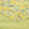 Sanskriti Vintage Sarees Lemon Green Pure Crepe Silk Print Sari 5yd Craft Sustainable Fabric