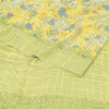 Sanskriti Vintage Sarees Lemon Green Pure Crepe Silk Print Sari 5yd Craft Sustainable Fabric