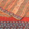 Sanskriti Vintage Sarees Peach Pure Crepe Silk Printed Sari 5yd Craft Sustainable Fabric