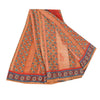 Sanskriti Vintage Sarees Peach Pure Crepe Silk Printed Sari 5yd Craft Sustainable Fabric
