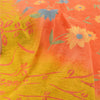 Sanskriti Vintage Sarees Pink/Yellow Pure Crepe Silk Printed Sari Craft Sustainable Fabric