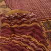 Sanskriti Vintage Sarees Red 100% Pure Crepe Silk Printed Sari 5yd Craft Sustainable Fabric