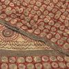 Sanskriti Vintage Sarees Red Embroidered Pure Crepe Silk Printed Sari 5yd Sustainable Fabric