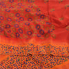 Sanskriti Vintage Sarees Red 100% Pure Crepe Silk Printed Sari 5yd Craft Sustainable Fabric