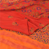 Sanskriti Vintage Sarees Red 100% Pure Crepe Silk Printed Sari 5yd Craft Sustainable Fabric