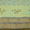 Sanskriti Vintage Sarees Pastel-Green Pure Crepe Printed Sari 6yd Craft Sustainable Fabric
