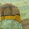 Sanskriti Vintage Sarees Pastel-Green Pure Crepe Printed Sari 6yd Craft Sustainable Fabric