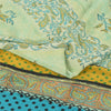Sanskriti Vintage Sarees Pastel-Green Pure Crepe Printed Sari 6yd Craft Sustainable Fabric